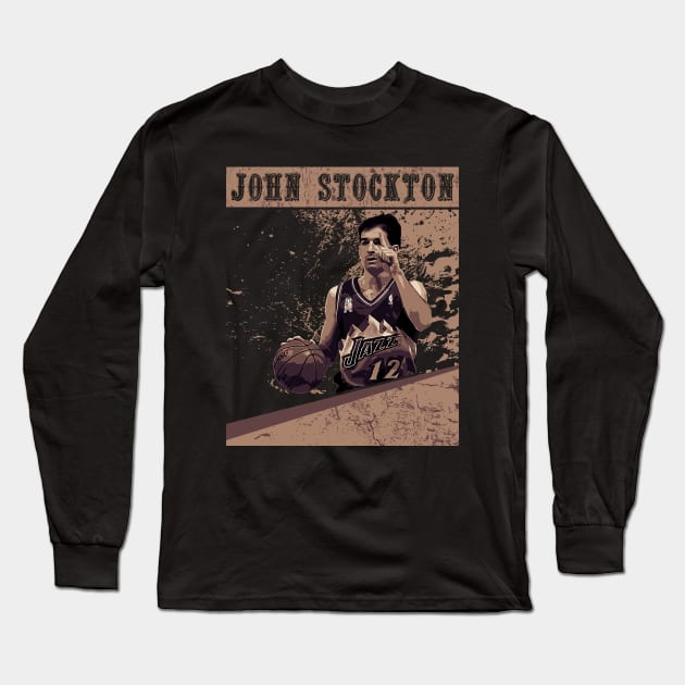 John Stockton Long Sleeve T-Shirt by Aloenalone